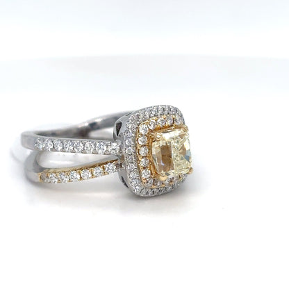 18KTT 1.76CTW RECTANGULAR MODIFIED-ROUND BRILLIANT DIAMOND ENGAGEMENT RING VS1/W-Z -F/G 5.5G