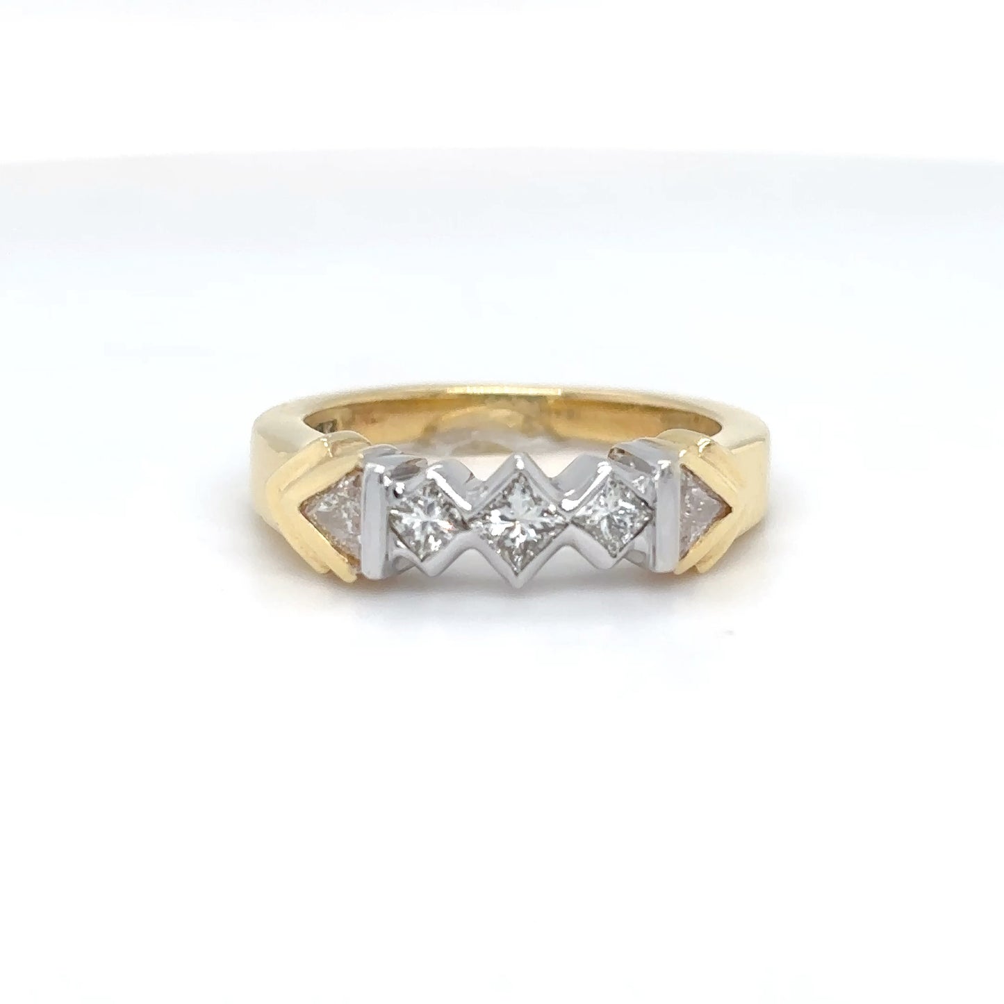 18KTT .29CT PRINCESS-.16CT TRILLION DIAMOND RING VS2/G-H 7.3G