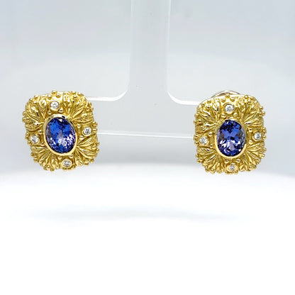 18KTT 2.80CTW TANZANITE-DIAMOND EARRINGS "AAA" VS/F-G 14.7G