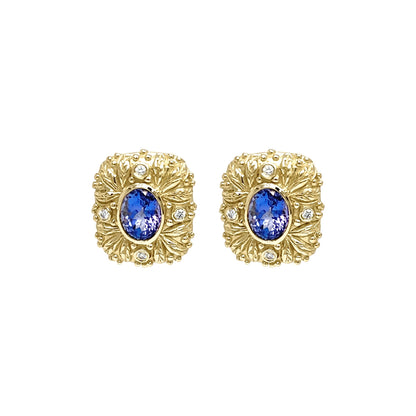 18KTT 2.80CTW TANZANITE-DIAMOND EARRINGS "AAA" VS/F-G 14.7G