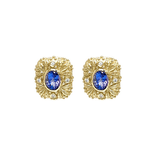 18KTT 2.80CTW TANZANITE-DIAMOND EARRINGS "AAA" VS/F-G 14.7G - Michael & Co. Jewelers