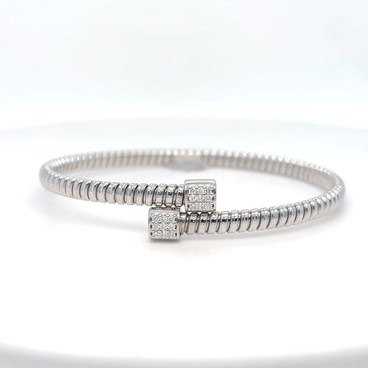 18KW 0.15CTW ROUND BRILLIANT DIAMOND FLEXIBLE BANGLE BRACELET VS/F-G 10.0G-Fine Jewelry in Bradenton &amp; Lakewood Ranch, Fl. | Michael &amp; Co. Jewelers