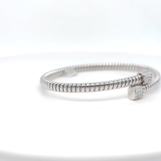 18KW 0.15CTW ROUND BRILLIANT DIAMOND FLEXIBLE BANGLE BRACELET VS/F-G 10.0G-Fine Jewelry in Bradenton &amp; Lakewood Ranch, Fl. | Michael &amp; Co. Jewelers