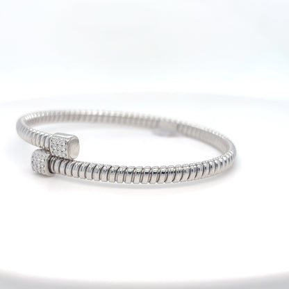 18KW 0.15CTW ROUND BRILLIANT DIAMOND FLEXIBLE BANGLE BRACELET VS/F-G 10.0G
