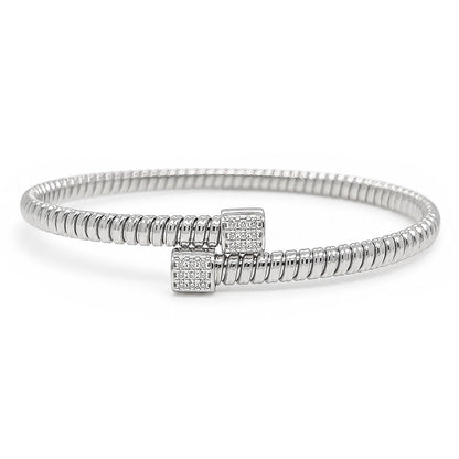 18KW 0.15CTW ROUND BRILLIANT DIAMOND FLEXIBLE BANGLE BRACELET VS/F-G 10.0G