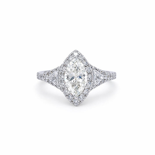 18KW 1.25CTW MARQUISE HALO ENGAGEMENT RING SI2/I 3.6G-Fine Jewelry in Bradenton &amp; Lakewood Ranch, Fl. | Michael &amp; Co. Jewelers
