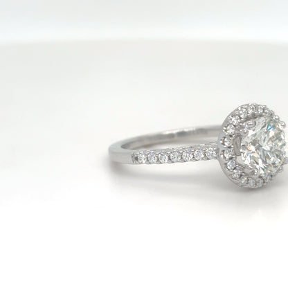18KW 1.92CTW ROUND DIAMOND HALO ENGAGEMENT RING SI1/J 4.4G