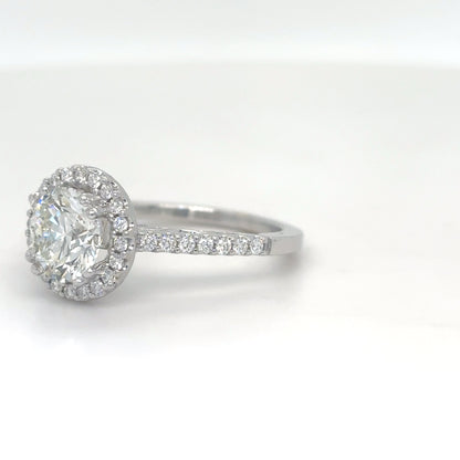 18KW 1.92CTW ROUND DIAMOND HALO ENGAGEMENT RING SI1/J 4.4G