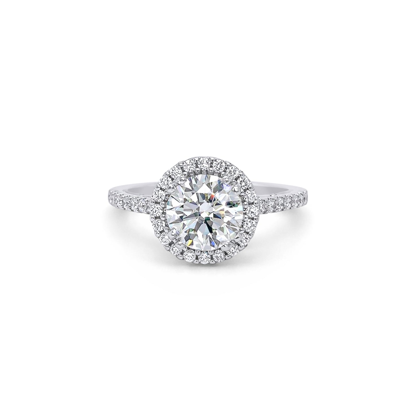 18KW 1.92CTW ROUND DIAMOND HALO ENGAGEMENT RING SI1/J 4.4G