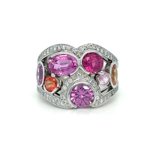 18KW 3.14CTW MULTI-COLOR SAPPHIRE/DIAMOND RING "AA+" SI1/F-G 9.0G-Fine Jewelry in Bradenton &amp; Lakewood Ranch, Fl. | Michael &amp; Co. Jewelers