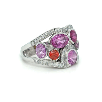 18KW 3.14CTW MULTI-COLOR SAPPHIRE/DIAMOND RING "AA+" SI1/F-G 9.0G