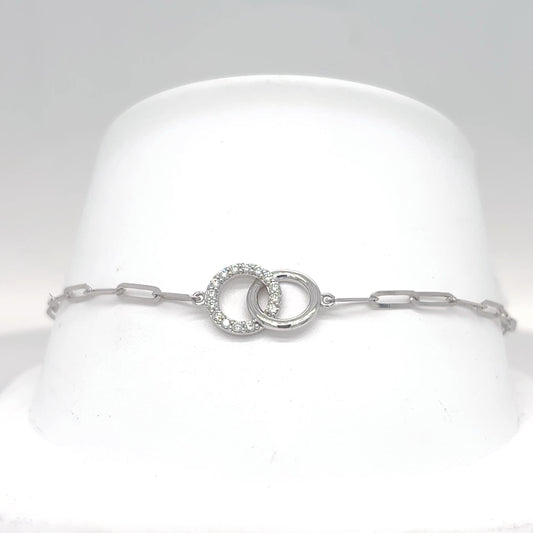 18KW 7.25" 0.14CTW DIAMOND CIRCLES LINK BRACLET VS/F-G 2.4G-Fine Jewelry in Bradenton &amp; Lakewood Ranch, Fl. | Michael &amp; Co. Jewelers