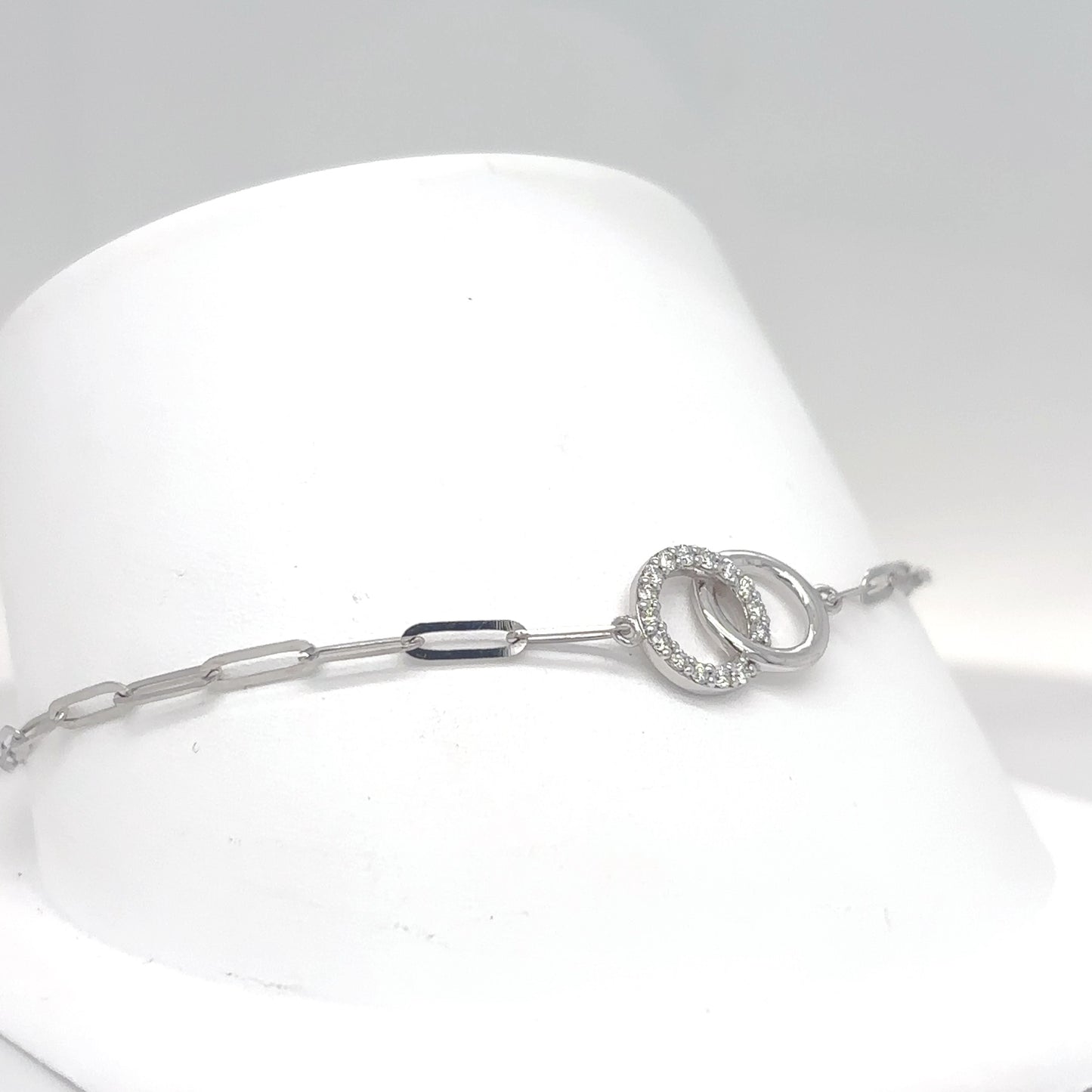 18KW 7.25" 0.14CTW DIAMOND CIRCLES LINK BRACLET VS/F-G 2.4G
