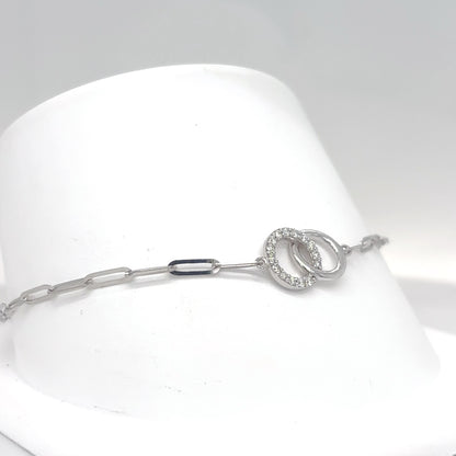 18KW 7.25" 0.14CTW DIAMOND CIRCLES LINK BRACLET VS/F-G 2.4G
