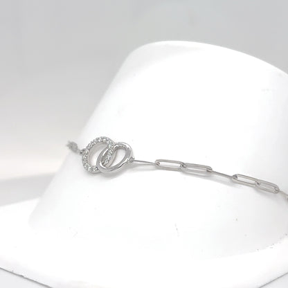 18KW 7.25" 0.14CTW DIAMOND CIRCLES LINK BRACLET VS/F-G 2.4G