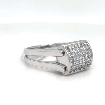 18KW REVERSIBLE 2.00CTW BLACK-WHITE PRINCESS CUT DIAMND RING VS/G 10.8G