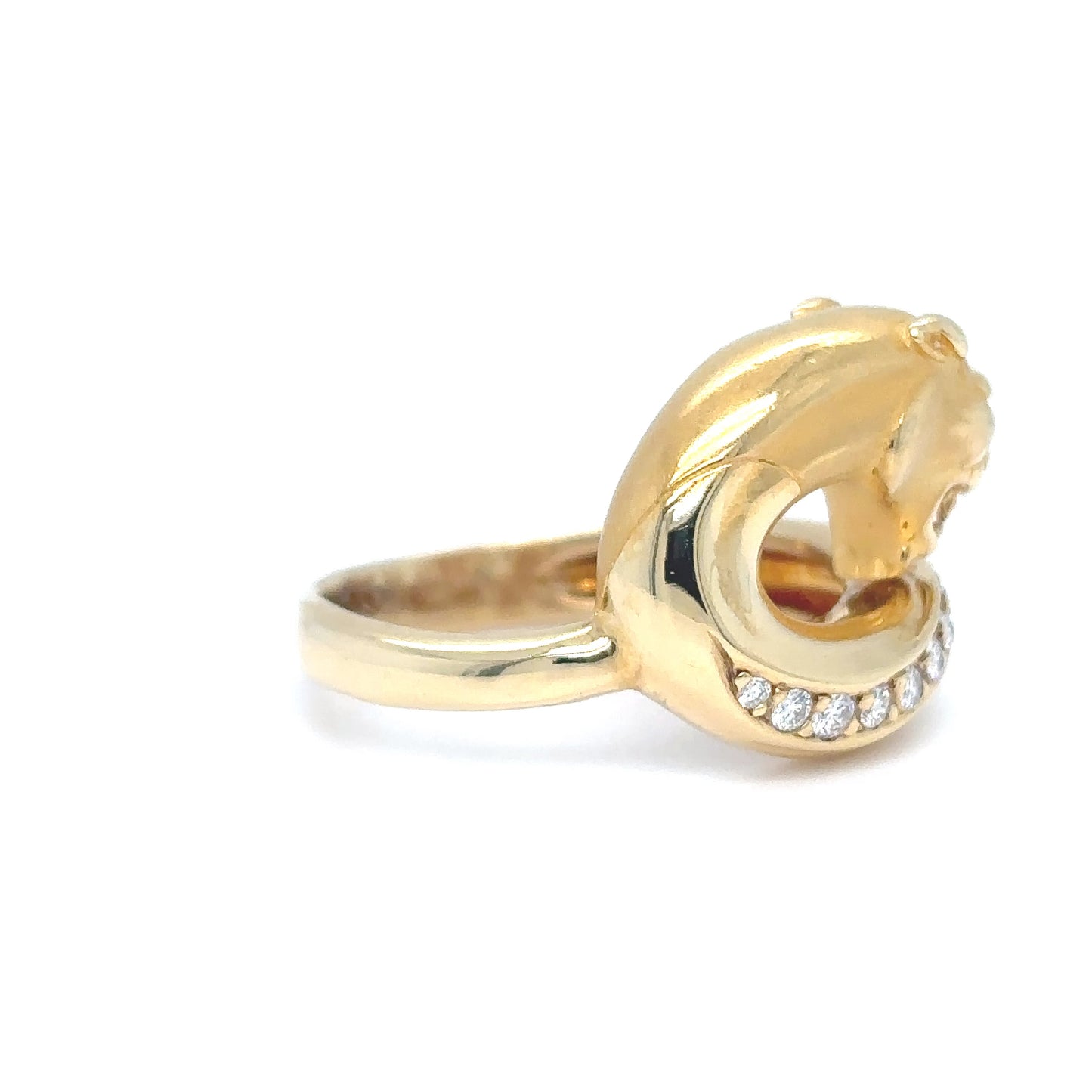18KY 0.10CTW DIAMOND PANTHER RING SI1/G-H 8.8G
