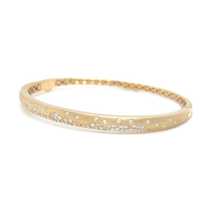 18KY 0.72CTW ROUND BRILLIANT DIAMOND BANGLE BRACELET VS/F-G 12.3G