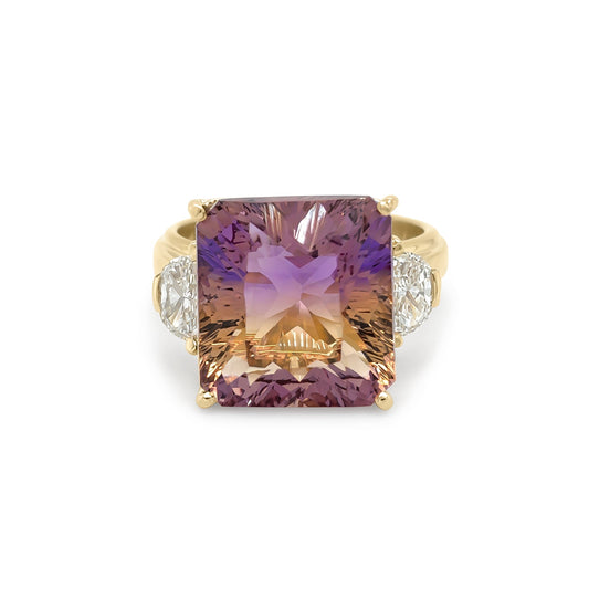18KY 11.06CTW AMETRINE-HALF MOON DIAMOND RING VS/G-H - Michael & Co. Jewelers