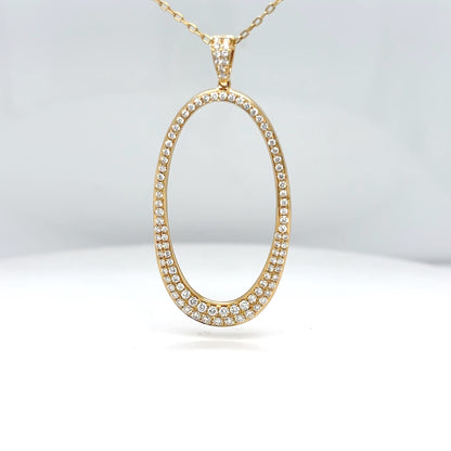 18KY 18" 0.95CTW ROUND BRILLIANT DIAMOND OVAL PENDANT VS/F-G 6.9G