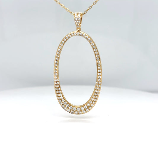 18KY 18" 0.95CTW ROUND BRILLIANT DIAMOND OVAL PENDANT VS/F-G 6.9G-Fine Jewelry in Bradenton &amp; Lakewood Ranch, Fl. | Michael &amp; Co. Jewelers