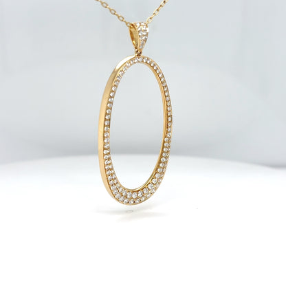 18KY 18" 0.95CTW ROUND BRILLIANT DIAMOND OVAL PENDANT VS/F-G 6.9G