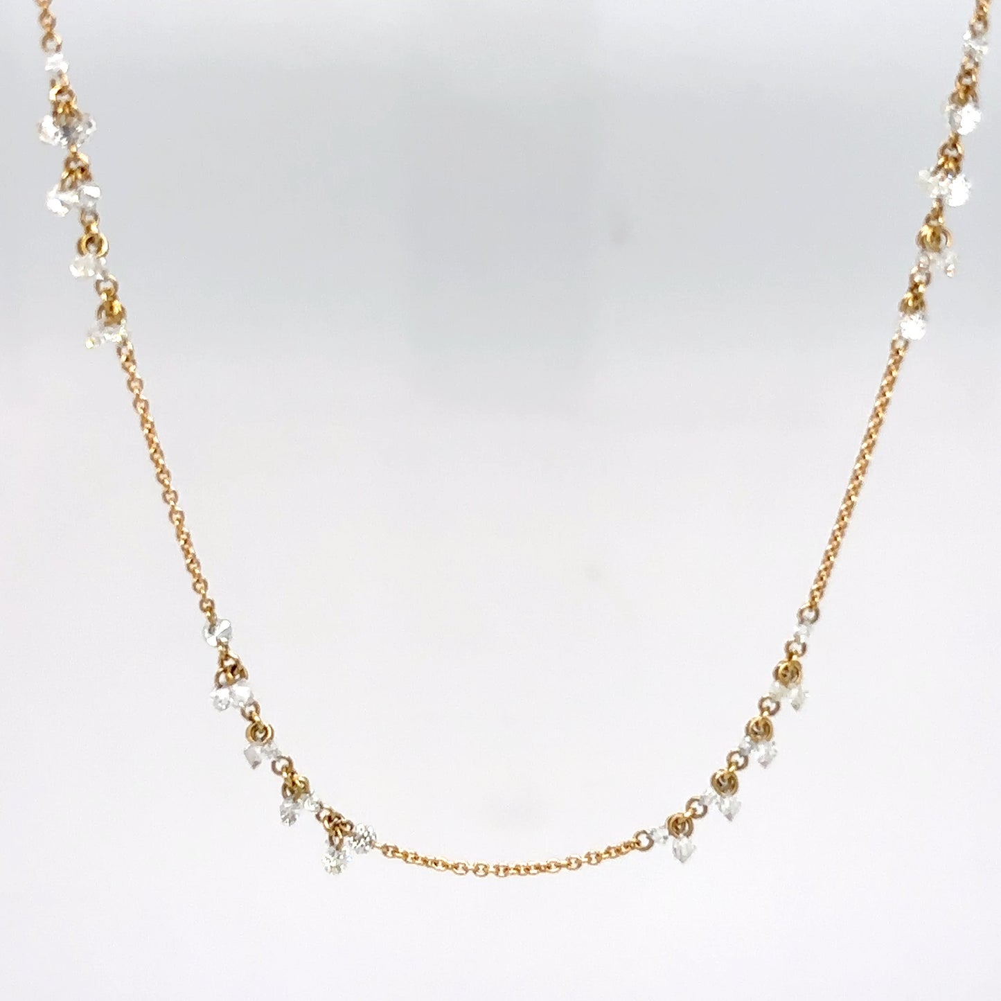 18KY 18" 2.44CTW LASER DRILLED ROUND BRILLIANT DIAMOND NECKLACE SI1/F-G 3.2G