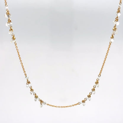 18KY 18" 2.44CTW LASER DRILLED ROUND BRILLIANT DIAMOND NECKLACE SI1/F-G 3.2G
