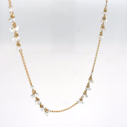 18KY 18" 2.44CTW LASER DRILLED ROUND BRILLIANT DIAMOND NECKLACE SI1/F-G 3.2G