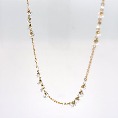 18KY 18" 2.44CTW LASER DRILLED ROUND BRILLIANT DIAMOND NECKLACE SI1/F-G 3.2G
