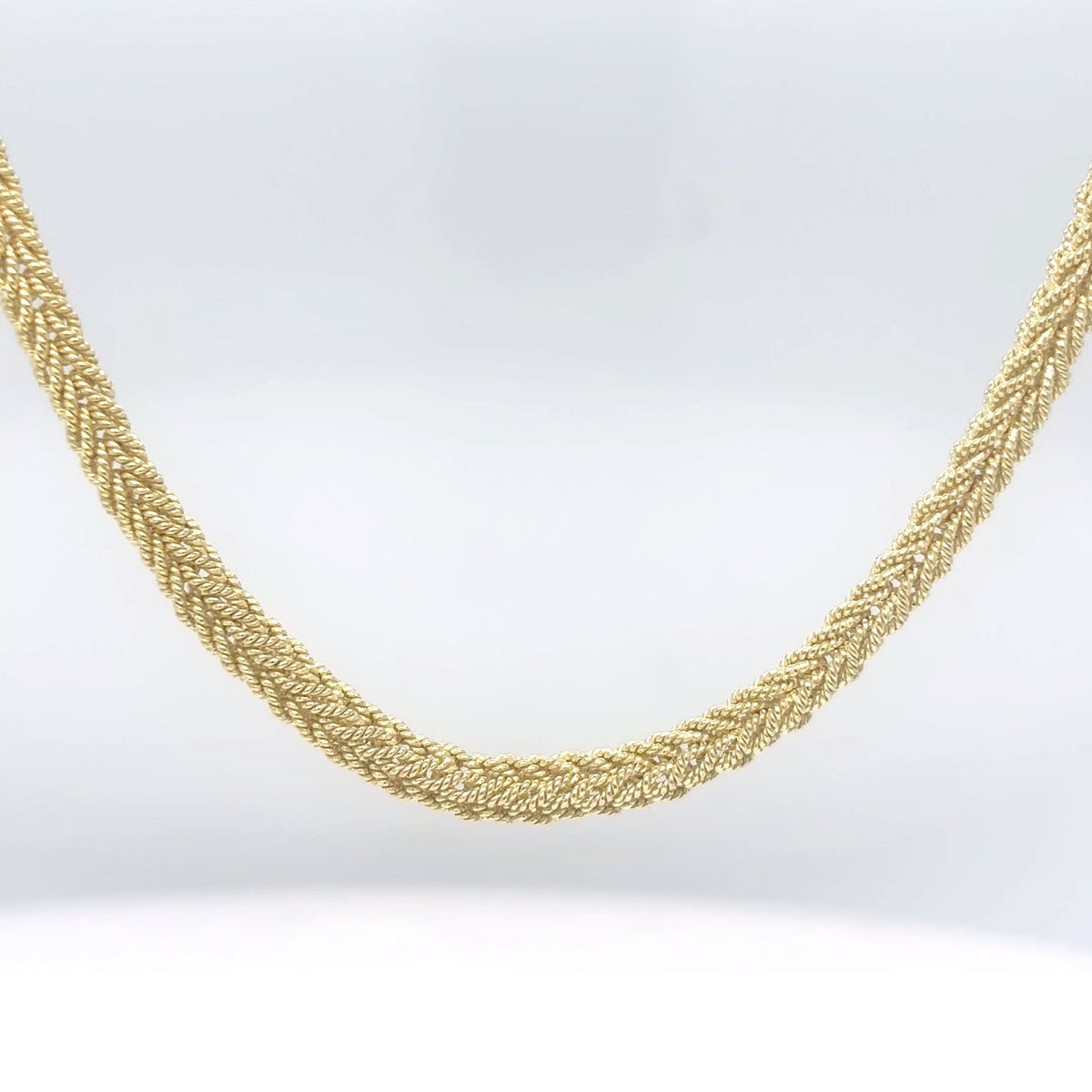 18KY 18" 3.0MM SOLID FANCY BRAIDED NECKLACE 23.6
