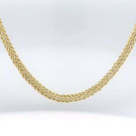18KY 18" 3.0MM SOLID FANCY BRAIDED NECKLACE 23.6