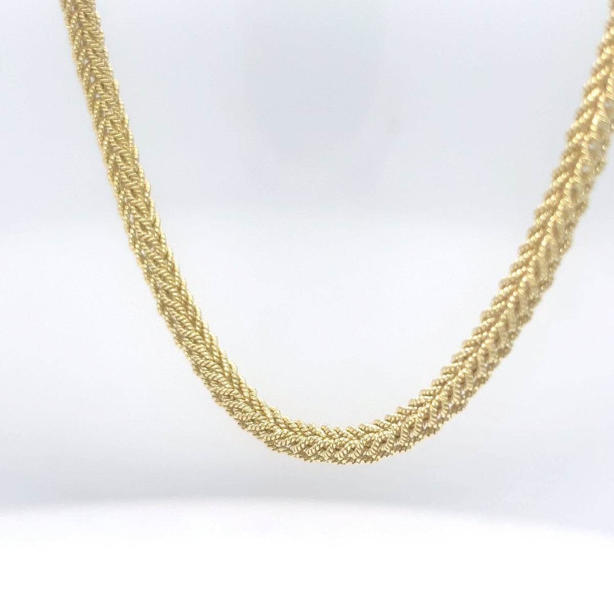 18KY 18" 3.0MM SOLID FANCY BRAIDED NECKLACE 23.6
