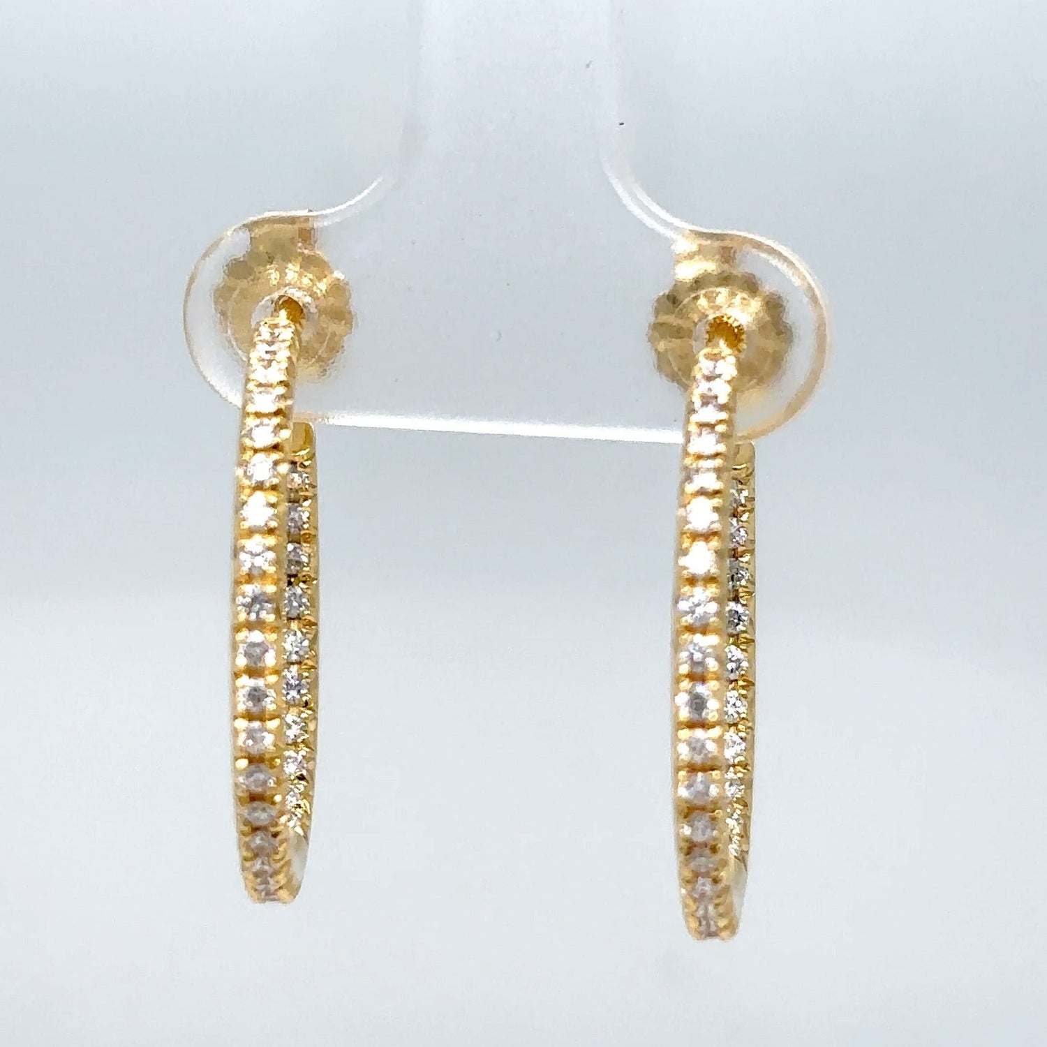 18KY 1.00CTW 21MM INSIDE-OUT HOOP DIAMOND EARRINGS SI1/F-G 4.9G - Fine Jewelry in Bradenton Michael & Co. Jewelers