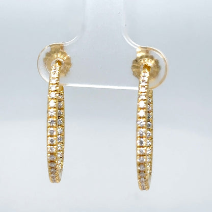 18KY 1.00CTW 21MM INSIDE-OUT HOOP DIAMOND EARRINGS SI1/F-G 4.9G