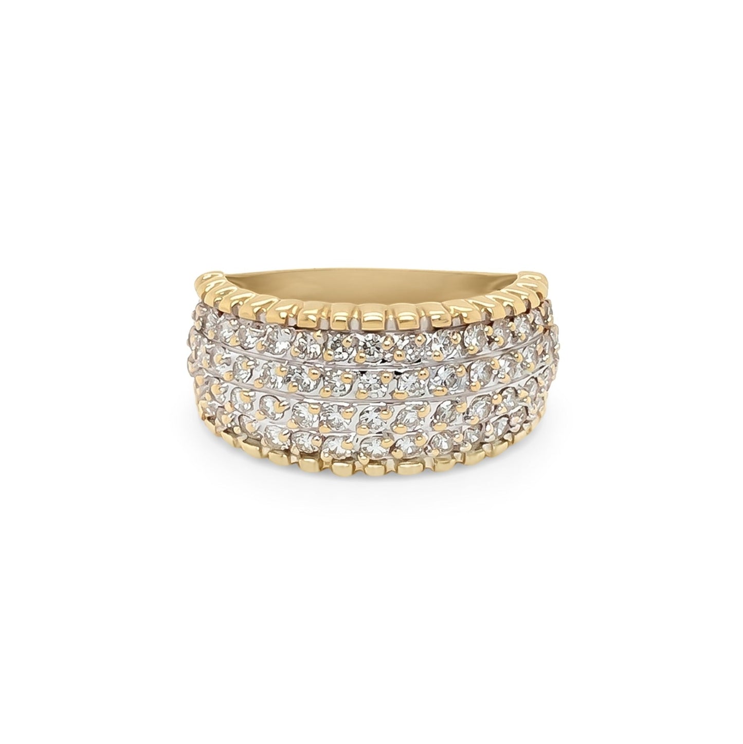 18KY 1.00CTW PAVE ROUND DIAMOND BAND SI/H-I 5.4G