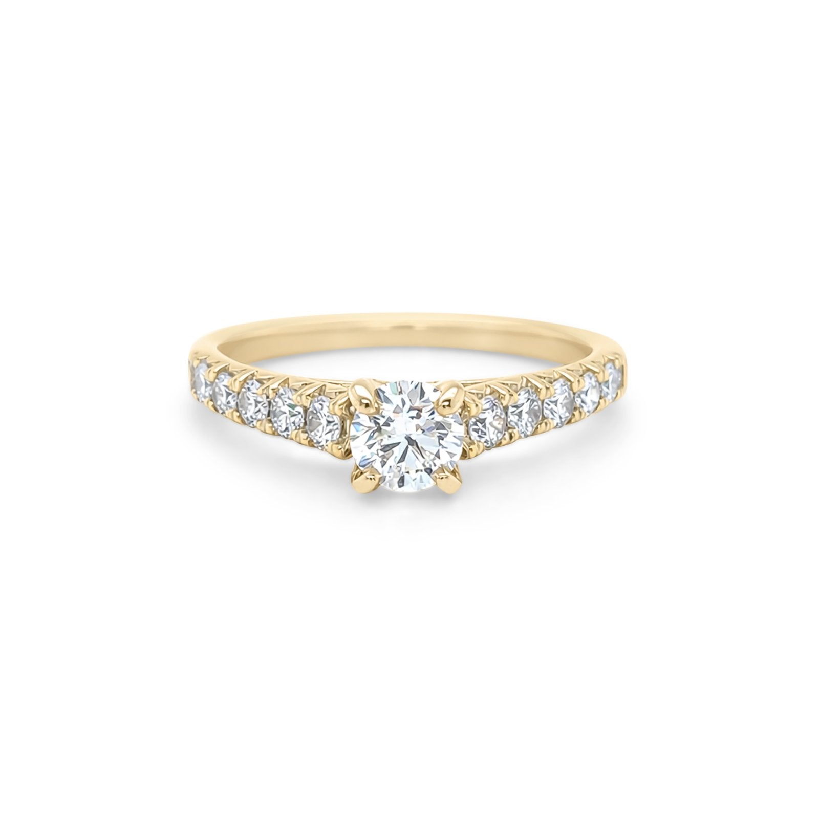 18KY 1.01CTW ROUND DIAMOND CATHEDRAL ENGAGEMENT RING