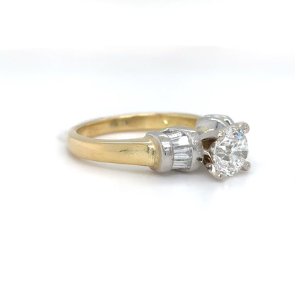 18KTT 1.73CTW ROUND-BAGUETTE DIAMOND ENGAGEMENT RING I1/G 8.0G