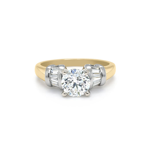 18KTT 1.73CTW ROUND-BAGUETTE DIAMOND ENGAGEMENT RING I1/G 8.0G-Fine Jewelry in Bradenton &amp; Lakewood Ranch, Fl. | Michael &amp; Co. Jewelers