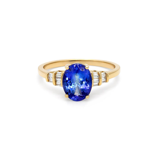 18KY 1.75CTW TANZANITE-DIAMOND RING "AAA" SI/G-H 3.0G - Michael & Co. Jewelers
