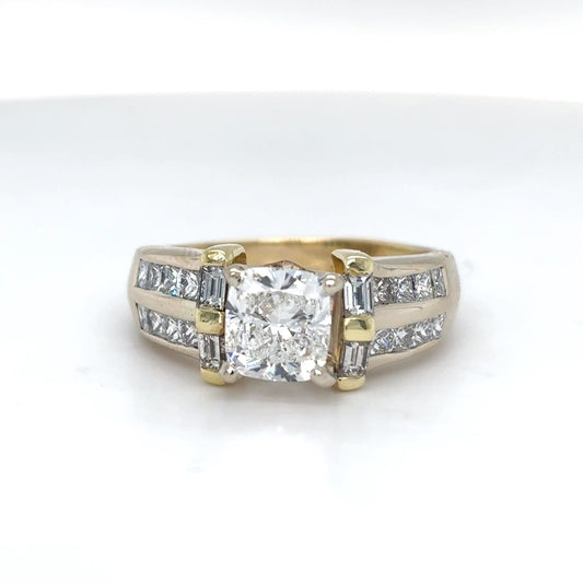 18KY 2.27CTW CUSHION MODIFIED BRILLIANT/BAG/PC DIAMOND ENAGEMENT RING VS2-SI1/E 8.4G-Fine Jewelry in Bradenton &amp; Lakewood Ranch, Fl. | Michael &amp; Co. Jewelers