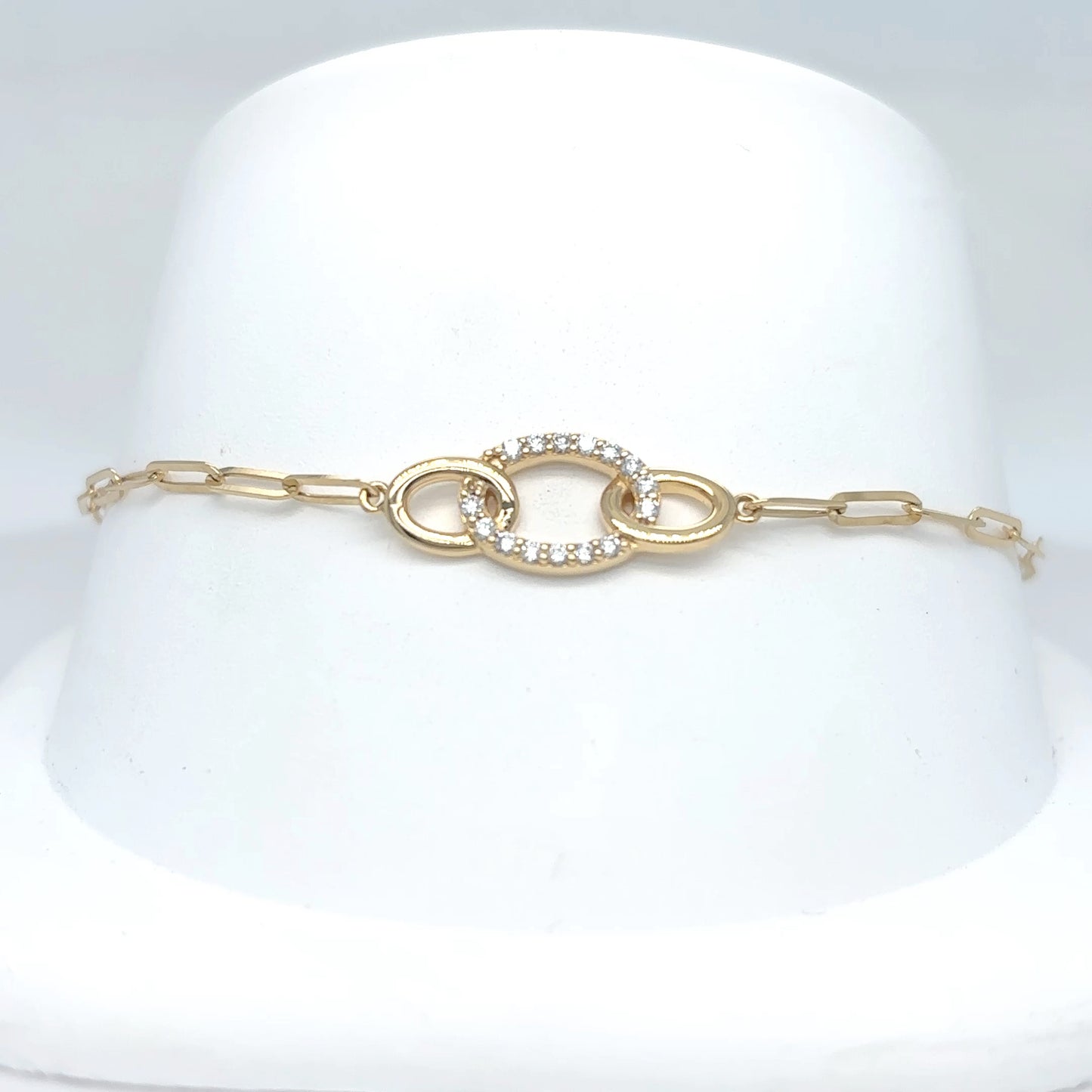 18KY 7.25" 0.14CTW DIAMOND CIRCLES LINK BRACLET VS/F-G 3.2G
