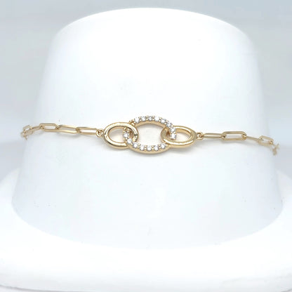 18KY 7.25" 0.14CTW DIAMOND CIRCLES LINK BRACLET VS/F-G 3.2G