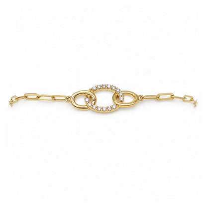 18KY 7.25" 0.14CTW DIAMOND CIRCLES LINK BRACLET VS/F-G 3.2G