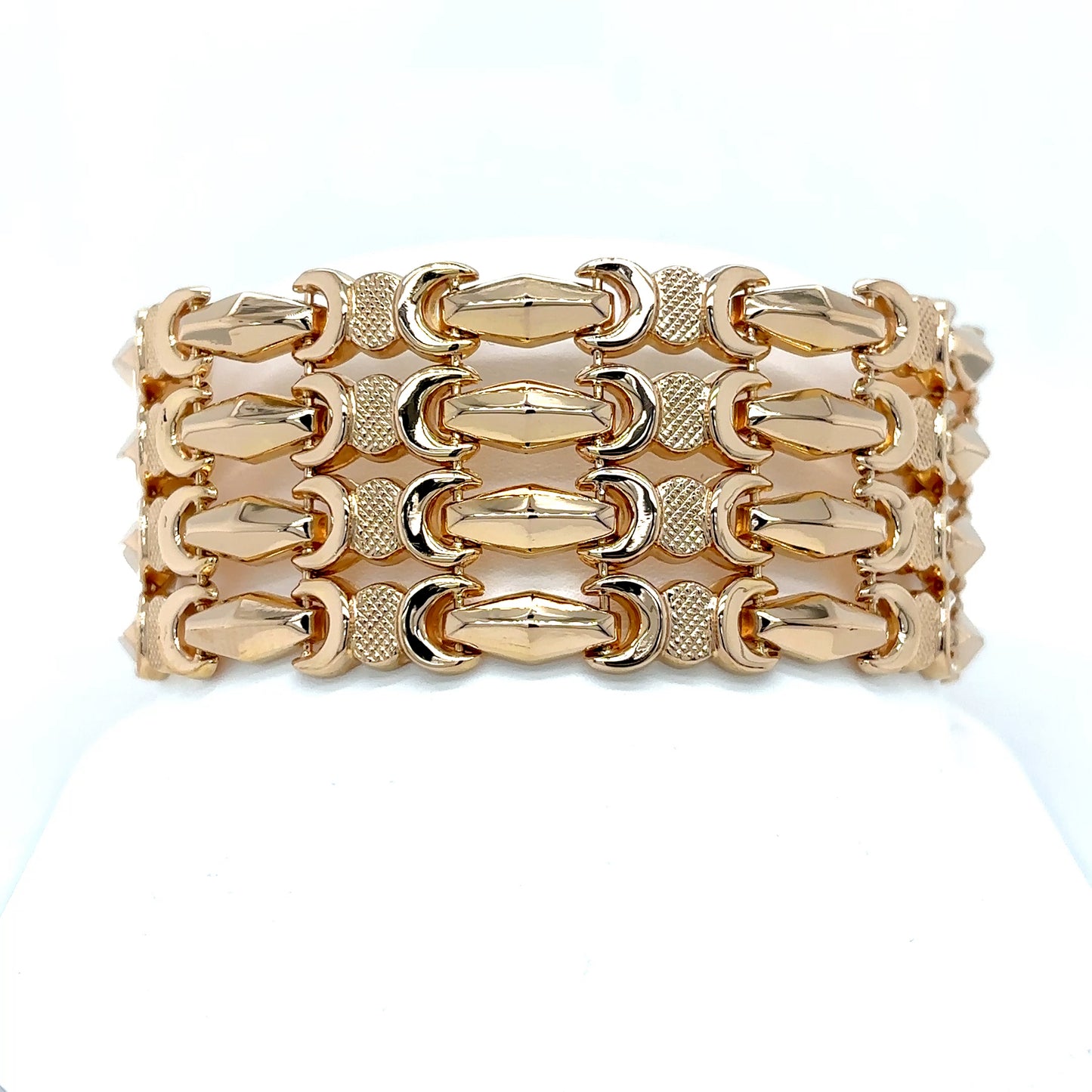 18KY 7.5" 28MM FANCY LINK BRACELET 42.9G