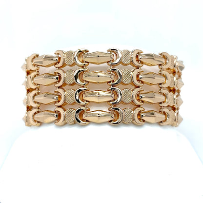 18KY 7.5" 28MM FANCY LINK BRACELET 42.9G