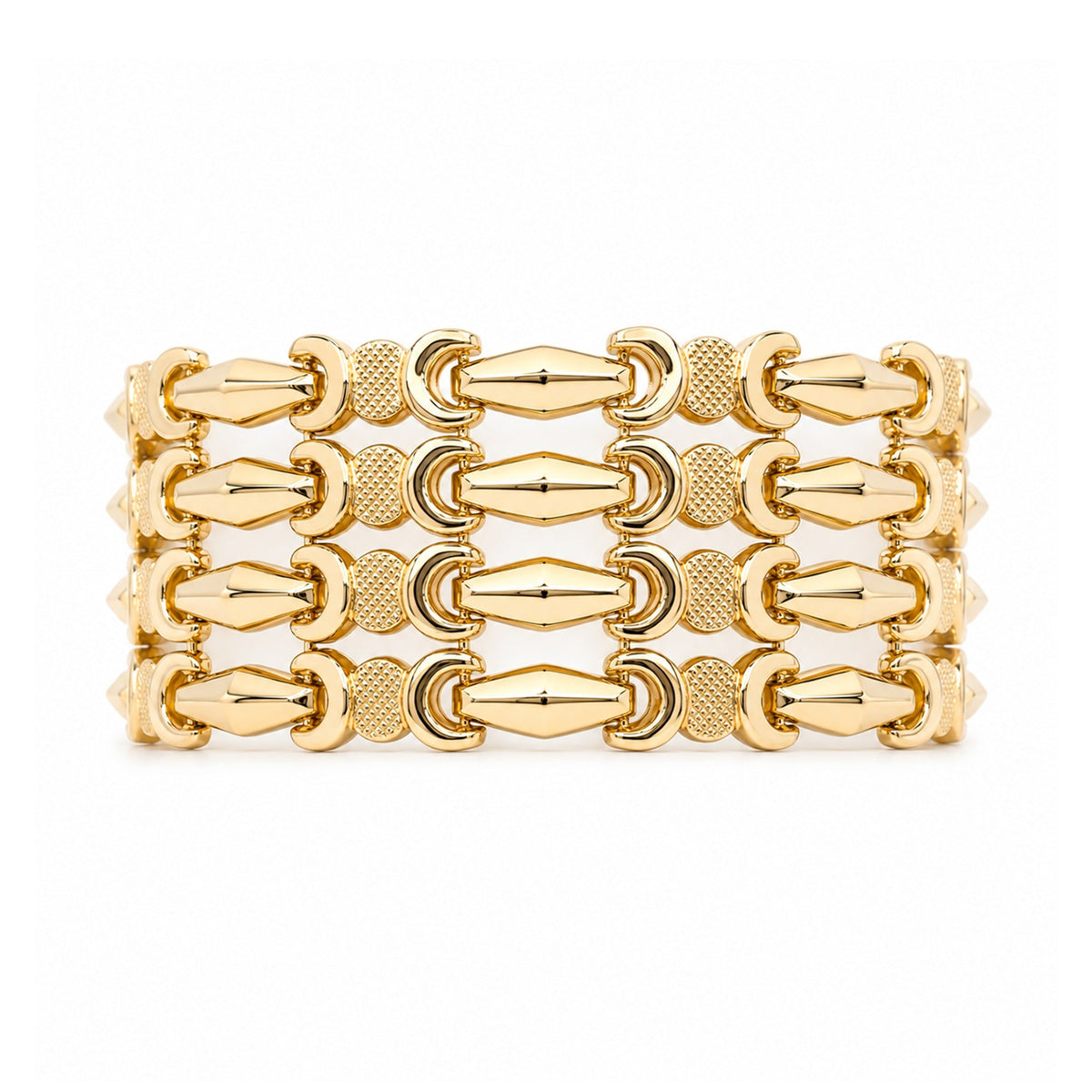18KY 7.5" 28MM FANCY LINK BRACELET 42.9G