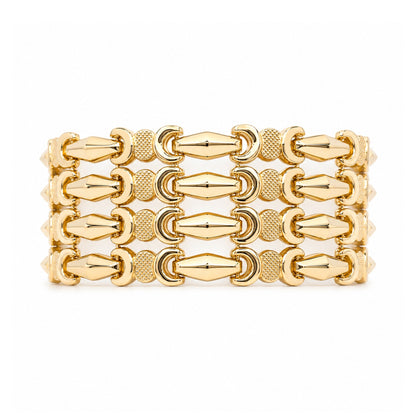 18KY 7.5" 28MM FANCY LINK BRACELET 42.9G