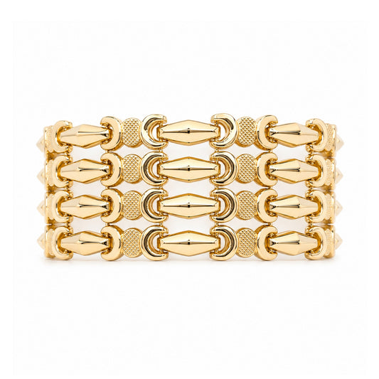 18KY 7.5" 28MM FANCY LINK BRACELET 42.9G