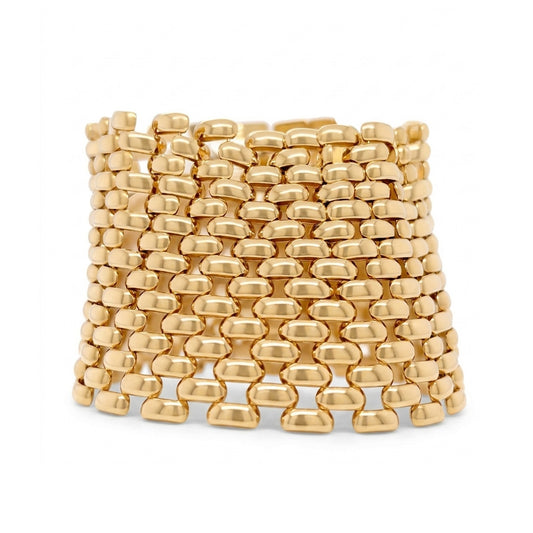 18KY 7.5" 45MM PANTHER LINK BRACELET 76.7G